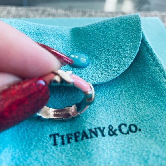 Tiffany & Co Signature X Ring Size 6 Pink Silver - Picture 2 of 5